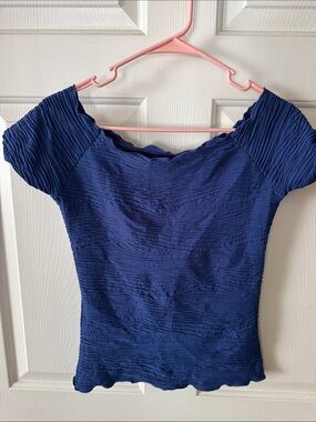 Haystacks Royal Blue Off Shoulder T-shirt Large